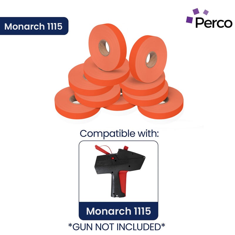 Perco Fluorescent Red Pricing Labels for Monarch 1115 Price Gun, 10 Rolls - 15,000 Price Marking Labels - Image 2